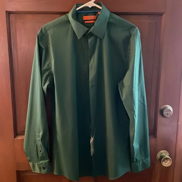 Egara Shirts | Mens Large Slim Fit Egara Dress Shirt. 16 34/35. Dark Green. Nwt | Color: Green | Size: 16 | Mrsrj18'S Closet